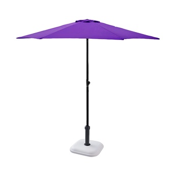 Umbrela soare 250cm culoare mov cu suport patrat 11kg culoare alba Umbrela soare 250cm culoare mov cu suport patrat 11kg culoare alba
