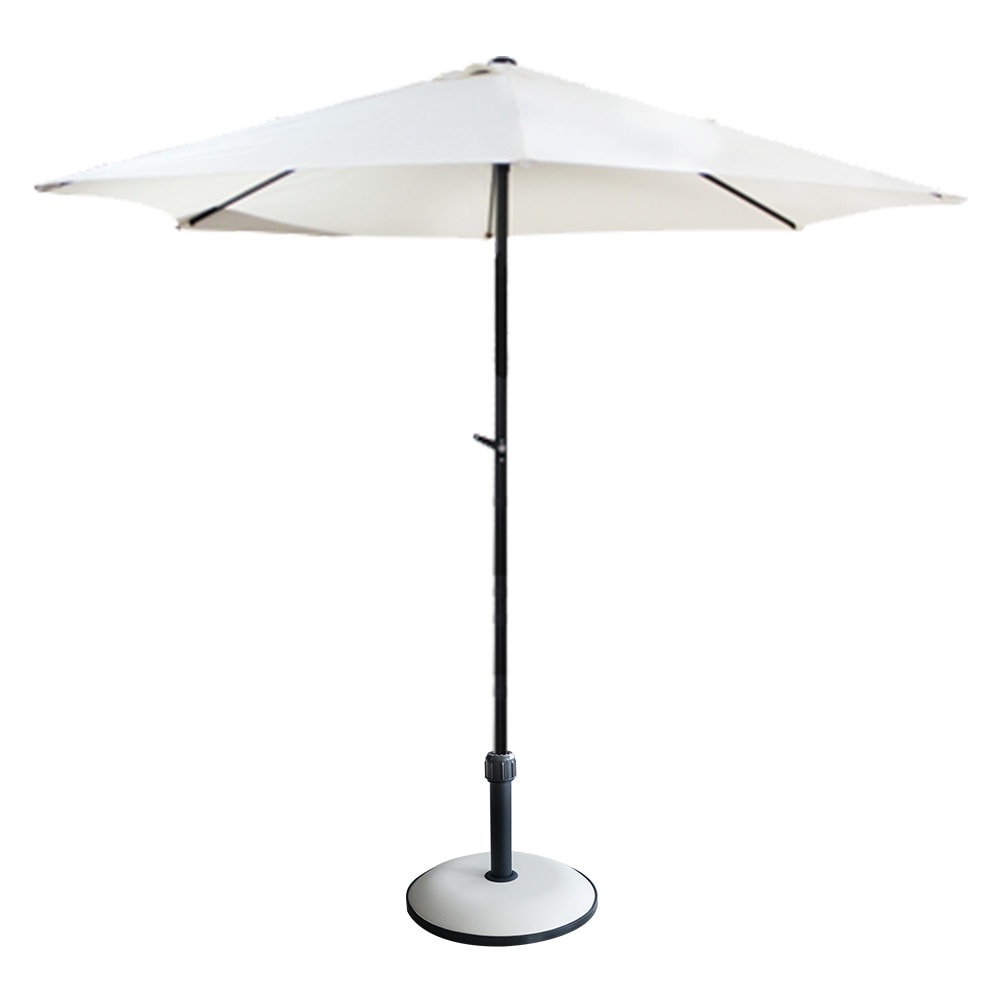 Umbrela soare cu mecanizm rabatare 270cm alba si baza rotunda 15kg culoare alba