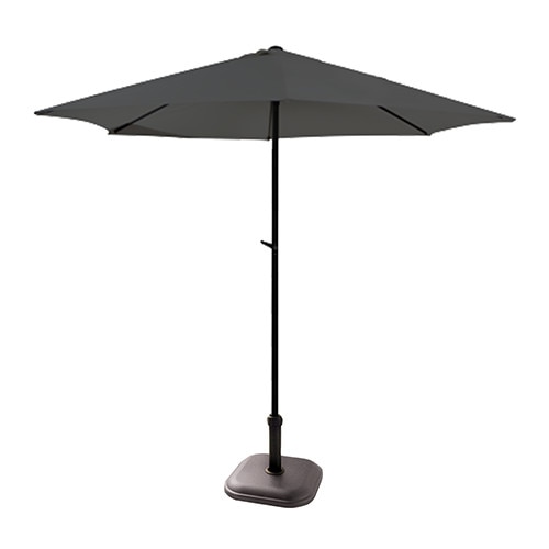 Umbrela soare gri cu mecanizm rabatare 270cm si baza patrata 11kg culoare maro