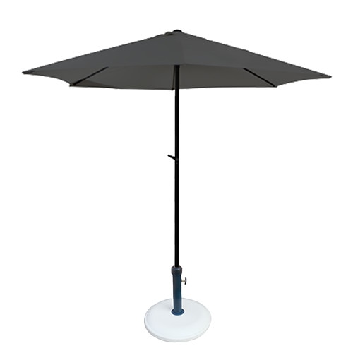 Umbrela soare gri cu mecanizm rabatare 270cm si baza rotunda 12kg culoare alba