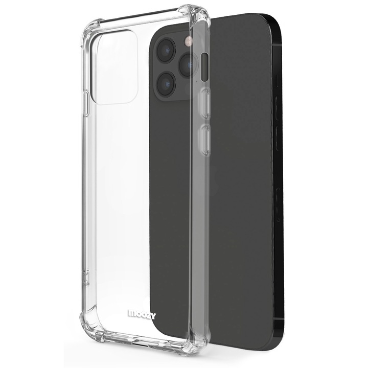 Удароустойчив кейс, Moozy, за iPhone 12 Pro Max, прозрачен, силиконов