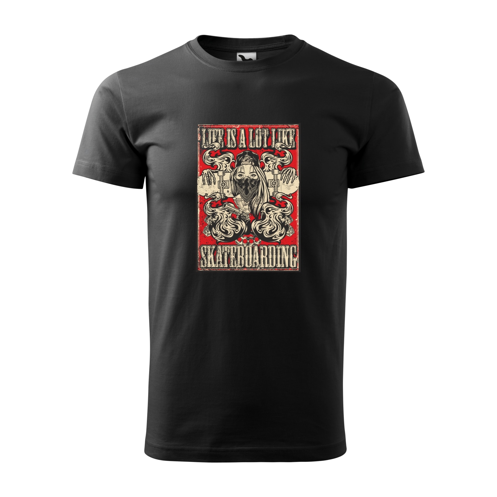 Tricou negru barbati, idee de cadou, pentru pasionatii de skateboard, Life is a Lot Like Skateboarding, marime 2XL