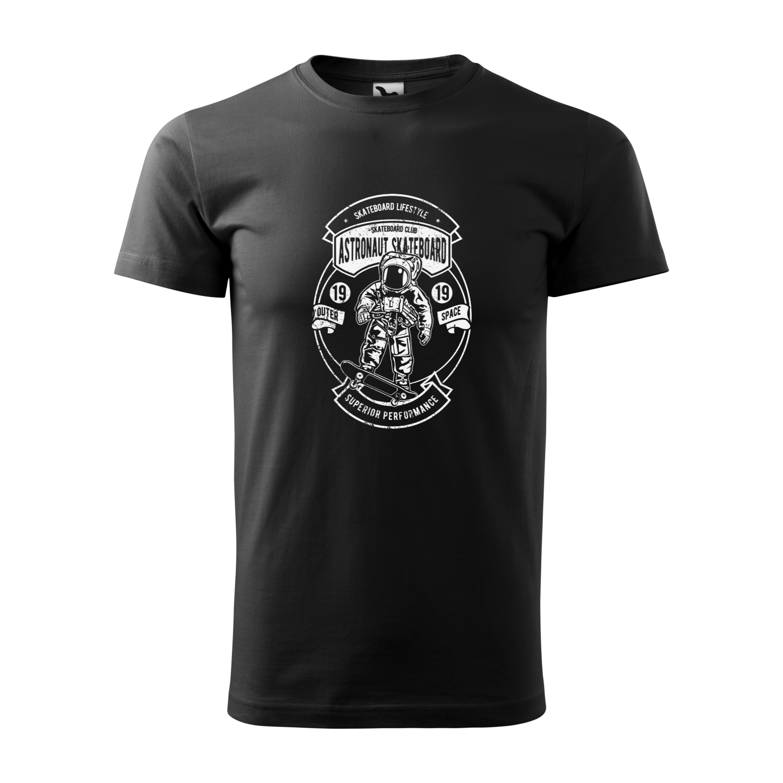 Tricou negru barbati, idee de cadou, pentru pasionatii de skateboard, Astronaut Skateboard Outer Space, marime S