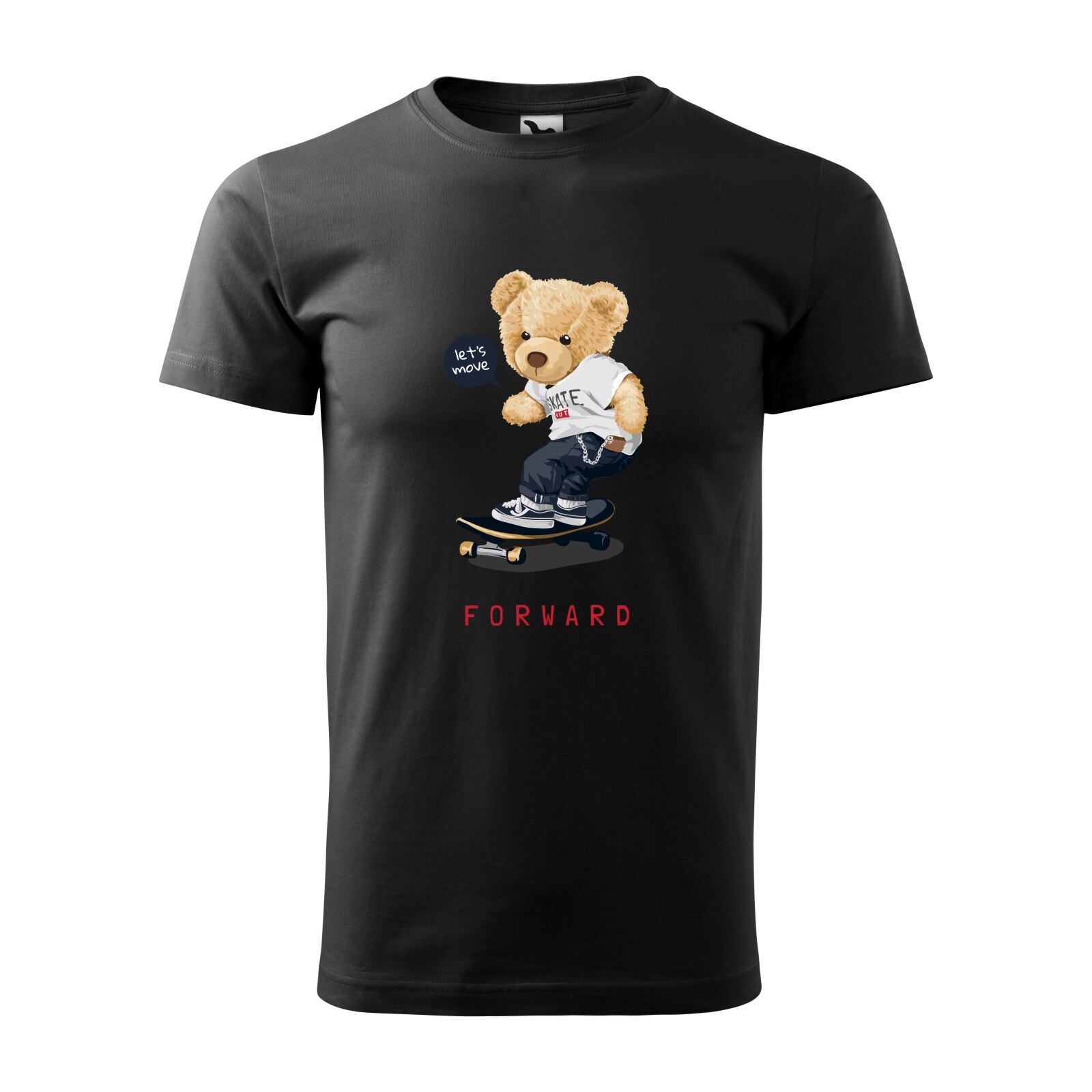 Tricou negru barbati, idee de cadou, pentru pasionatii de skateboard, Lets Move Forward, marime S