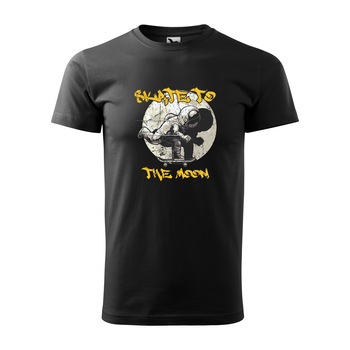 Tricou negru barbati, idee de cadou, pentru pasionatii de skateboard, Skate to the Moon, marime L
