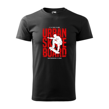 Tricou negru barbati, idee de cadou, pentru pasionatii de skateboard, Its Time to Jump Urban Skateboard, marime XL