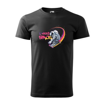 Tricou negru barbati, idee de cadou, pentru pasionatii de skateboard, I Need Some Space, marime 2XL