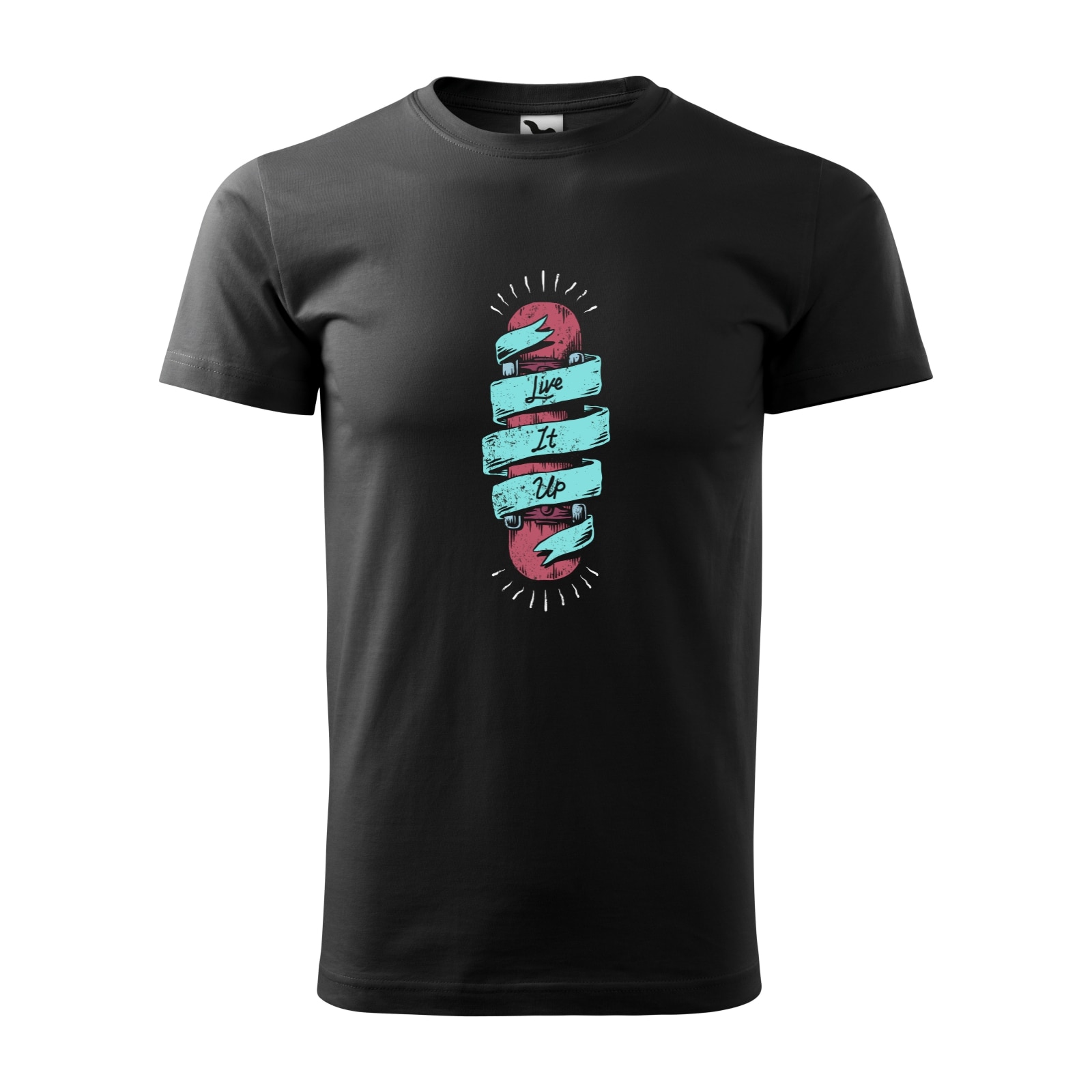 Tricou negru barbati, idee de cadou, pentru pasionatii de skateboard, Live it Up Skateboard, marime XS