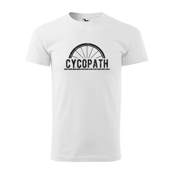 Tricou alb barbati, idee de cadou, pentru biciclisti, What is Cycopath, marime 2XL