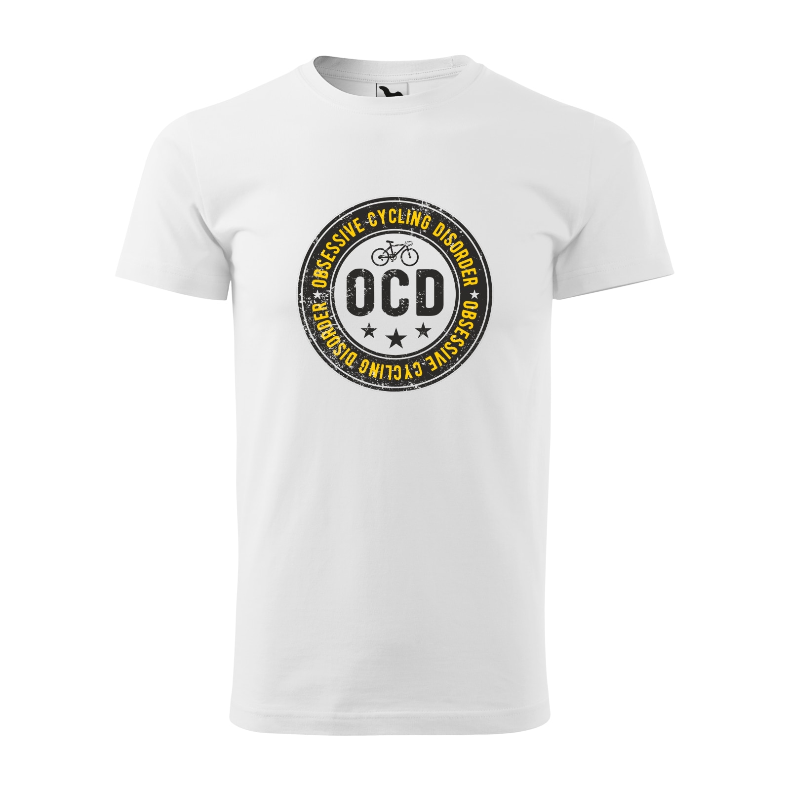 Tricou alb barbati, idee de cadou, pentru biciclisti, OCD Obsessive Cycling Disorder, marime L