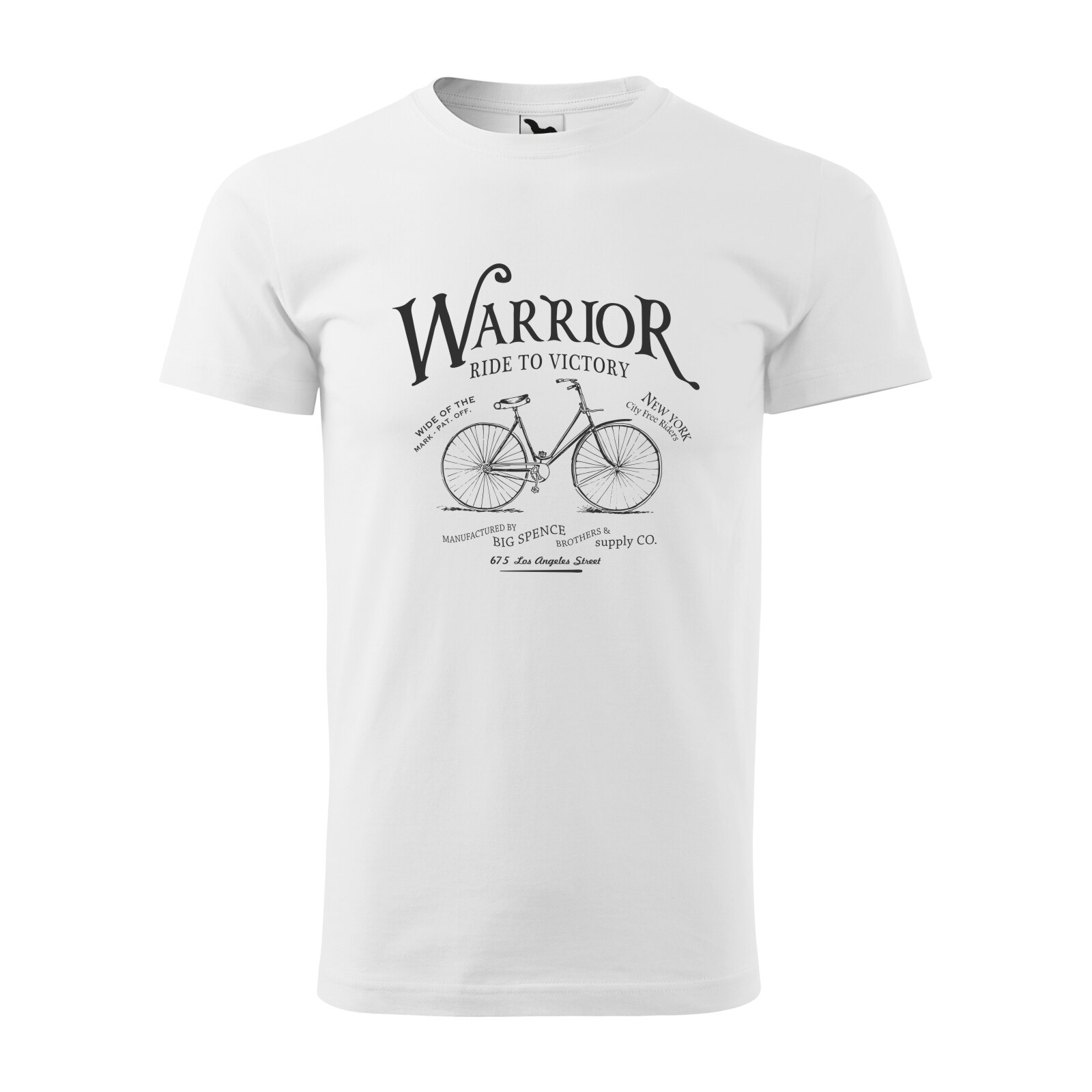Tricou alb barbati, idee de cadou, pentru biciclisti, Warrior Ride to Victory, marime M