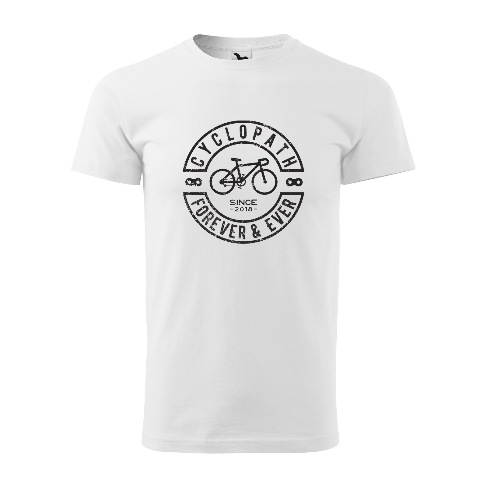 Tricou alb barbati, idee de cadou, pentru biciclisti, Cyclopath Forever and Ever, marime L