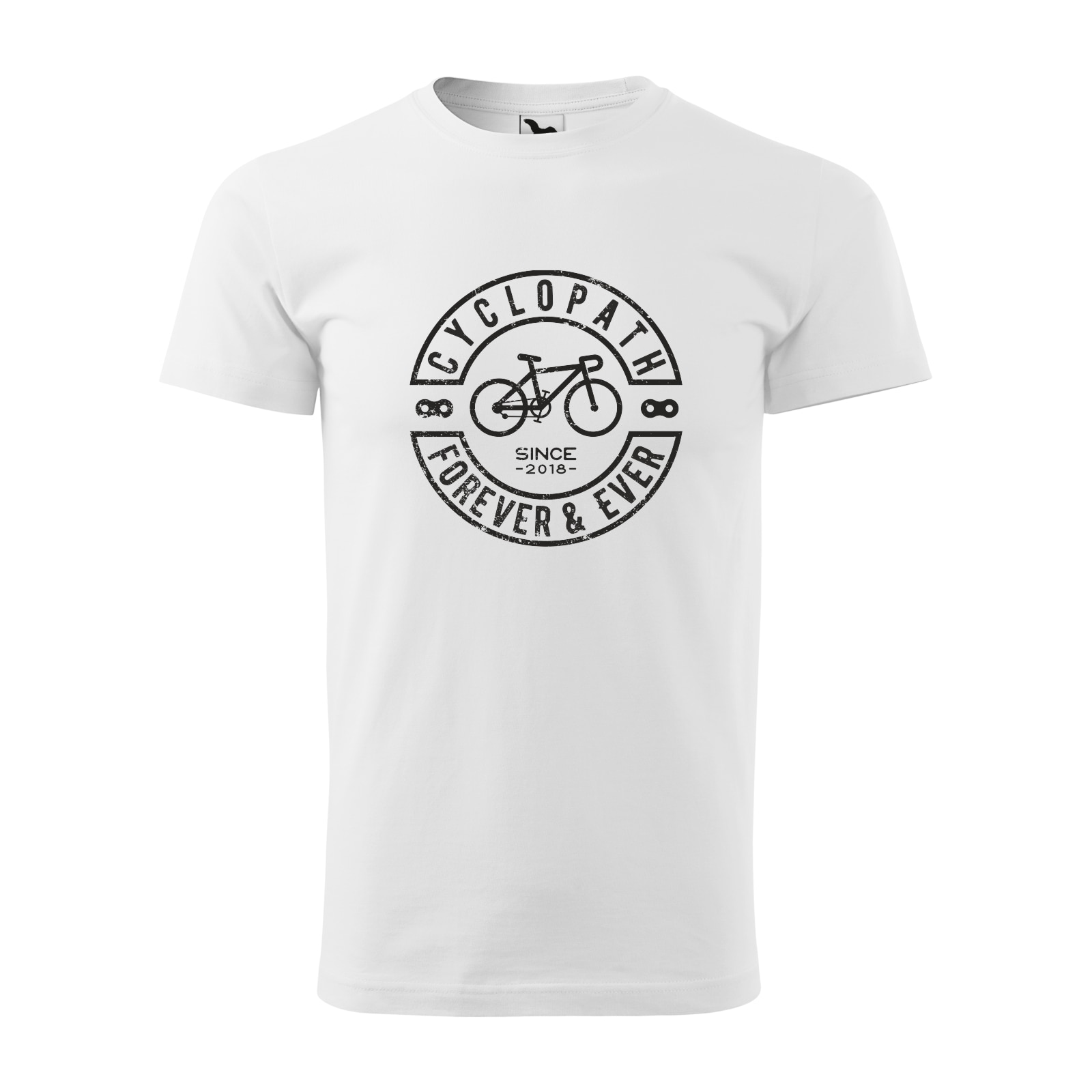 Tricou alb barbati, idee de cadou, pentru biciclisti, Cyclopath Forever and Ever, marime M
