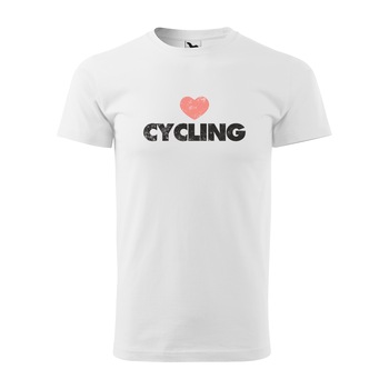 Tricou alb barbati, idee de cadou, pentru biciclisti, We Love Cycling, marime L