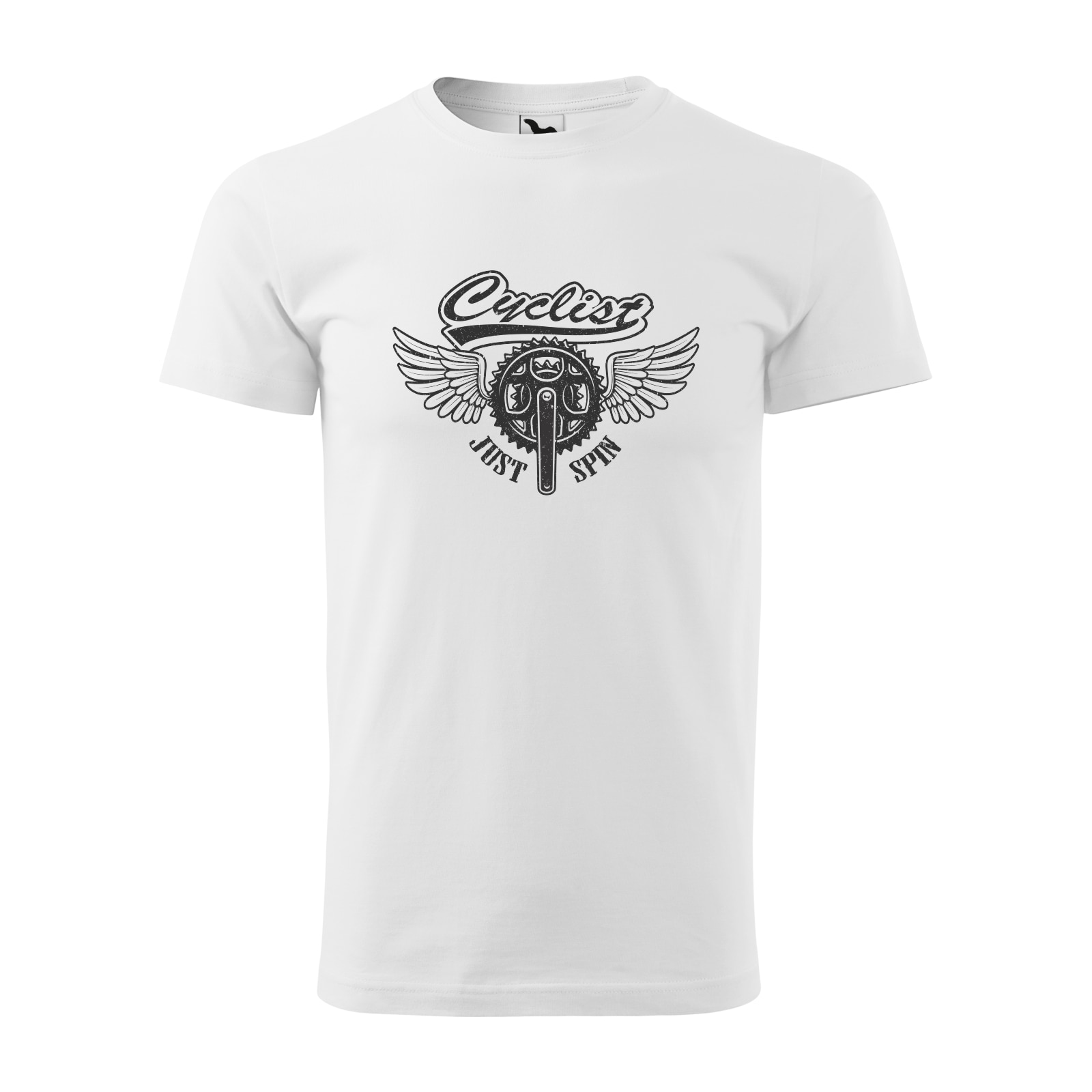 Tricou alb barbati, idee de cadou, pentru biciclisti, Cyclist Just Spin Wings, marime S
