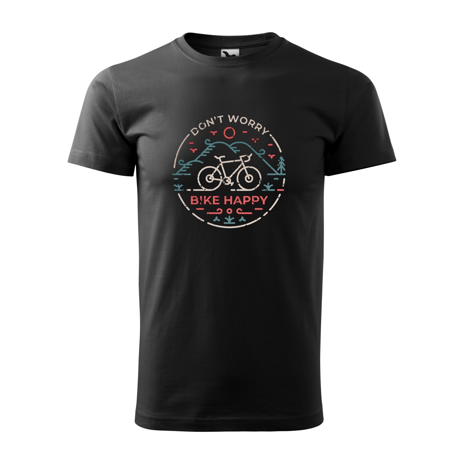 Tricou negru barbati, idee de cadou, pentru biciclisti, Dont Worry Bike Happy, marime 2XL