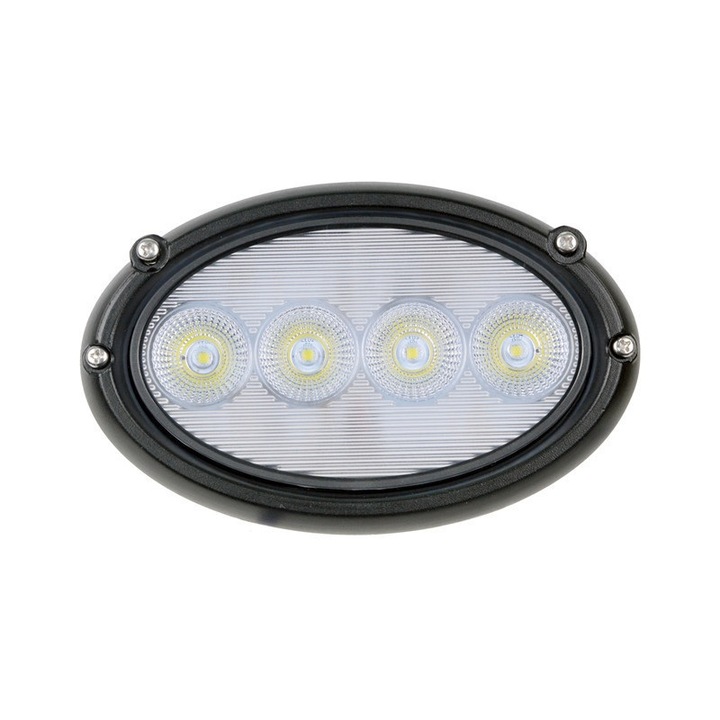 Proiector LED Flexzon, PRO, Pentru Masina Agricol, Tractor, ATV, Jeep, 3400lm, 167x104mm, 40W, 12V-24V, Ovala, 4 Leduri, Compatibil Masey Fergusson