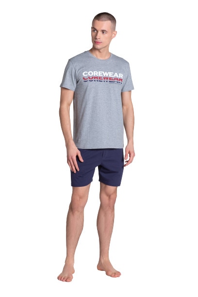 Pijamale barbati Henderson Lark gri / bleumarin