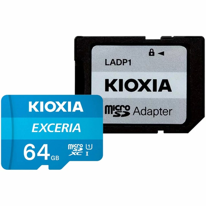 Card de memorie microSDXC Kioxia Exceria (M203) 64GB,UHS I U1+ adaptor, LMEX1L064GG2