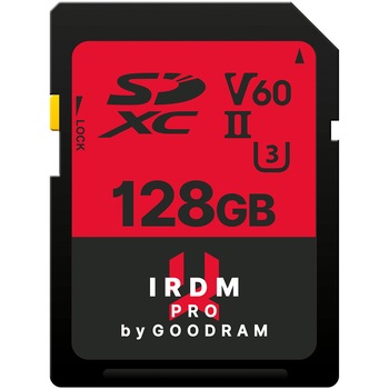Card de memorie SDXC Goodram IRDM PRO 128GB,UHS II,V60, IRP-S6B0-1280R12 Card de memorie SDXC Goodram IRDM PRO 128GB,UHS II,V60, IRP-S6B0-1280R12
