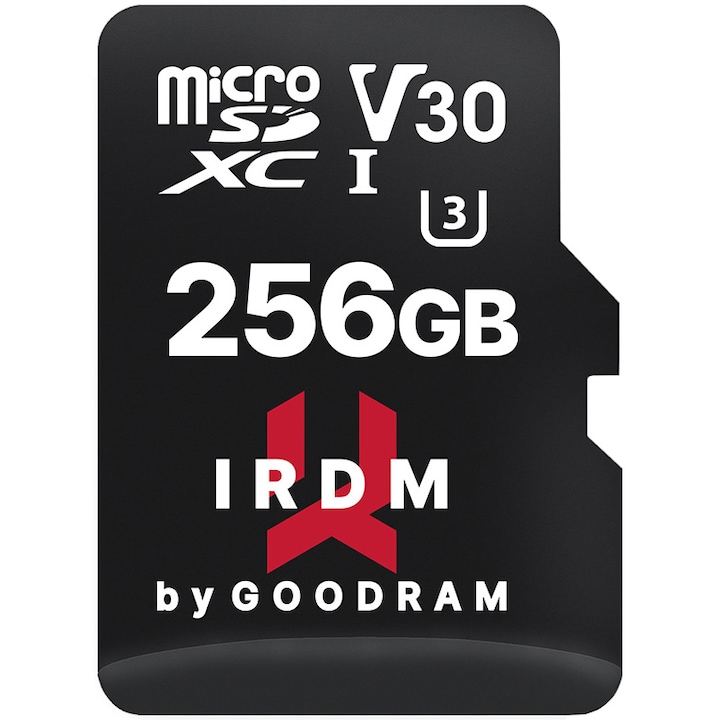 Карта памет microSDXC Goodram, IRDM 256GB, UHS I, Клас 10 + Адаптер, IR-M3AA-2560R12