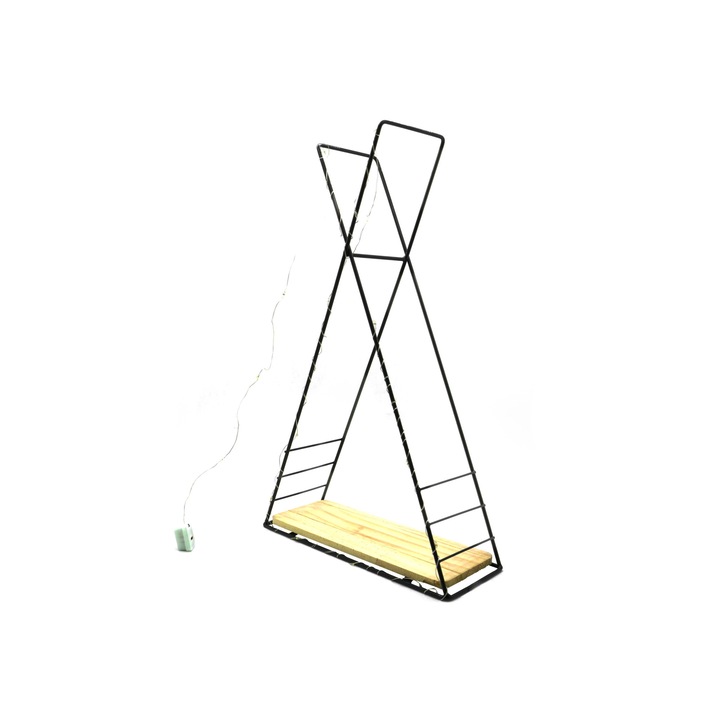 Etajera suspendata, negru cu luminite Led, 40*25*9 cm, D55N