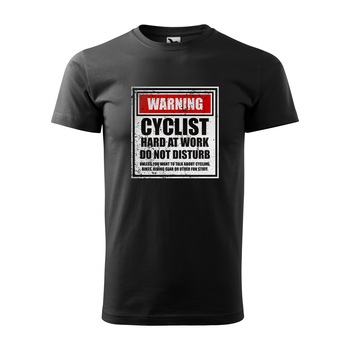 Tricou negru barbati, idee de cadou, pentru biciclisti, Cyclist Hard Work do Not Disturb, marime XL