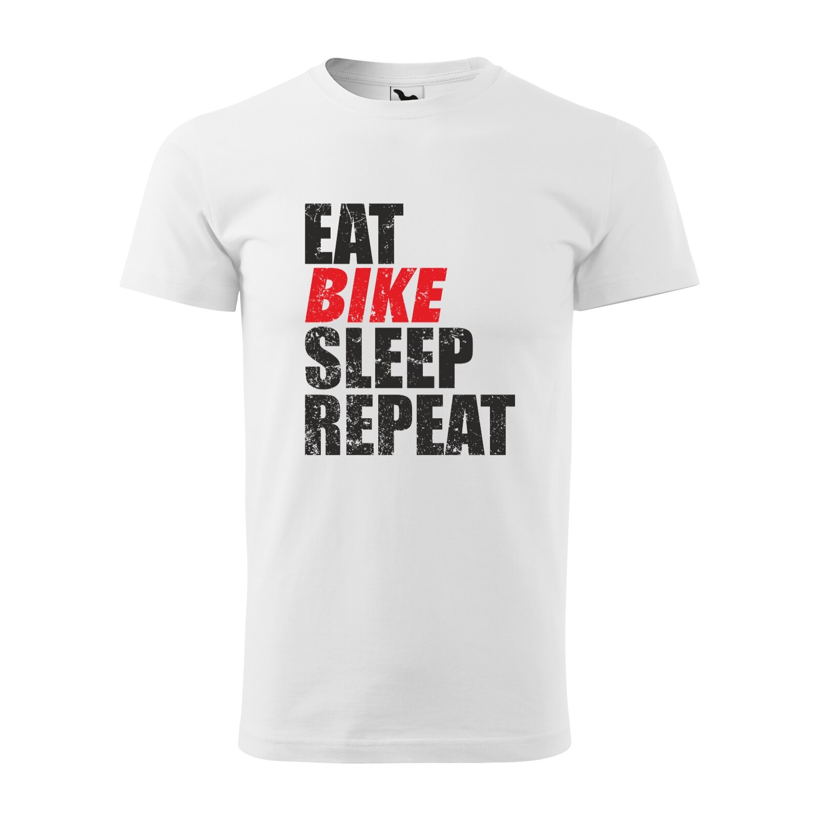Tricou alb barbati, idee de cadou, pentru biciclisti, Eat Bike Sleep Repeat, marime M