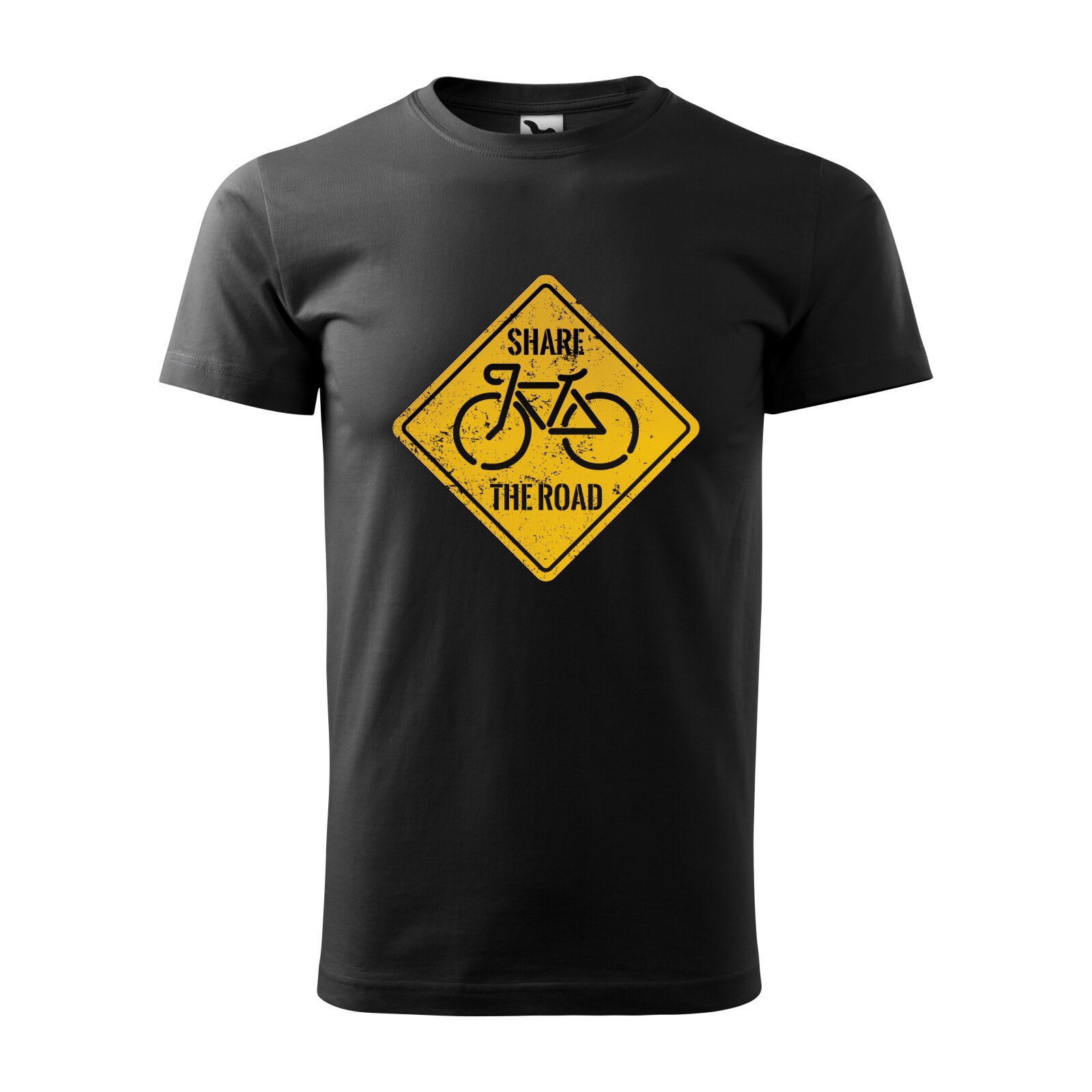 Tricou negru barbati, idee de cadou, pentru biciclisti, Bike Sign Share the Road, marime 2XL