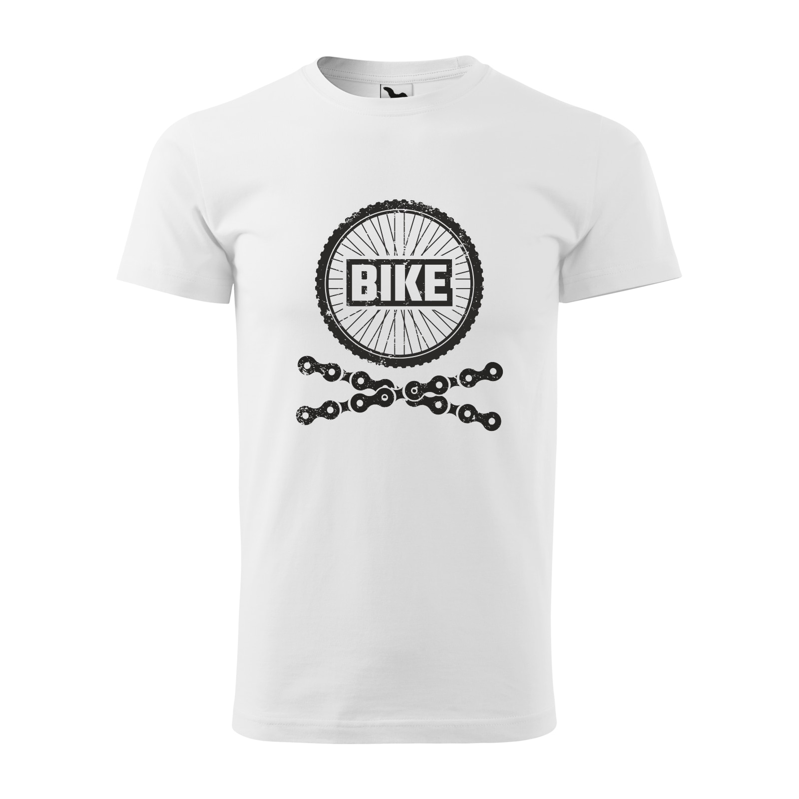 Tricou alb barbati, idee de cadou, pentru biciclisti, Bike Bones Wheels and Chains, marime S