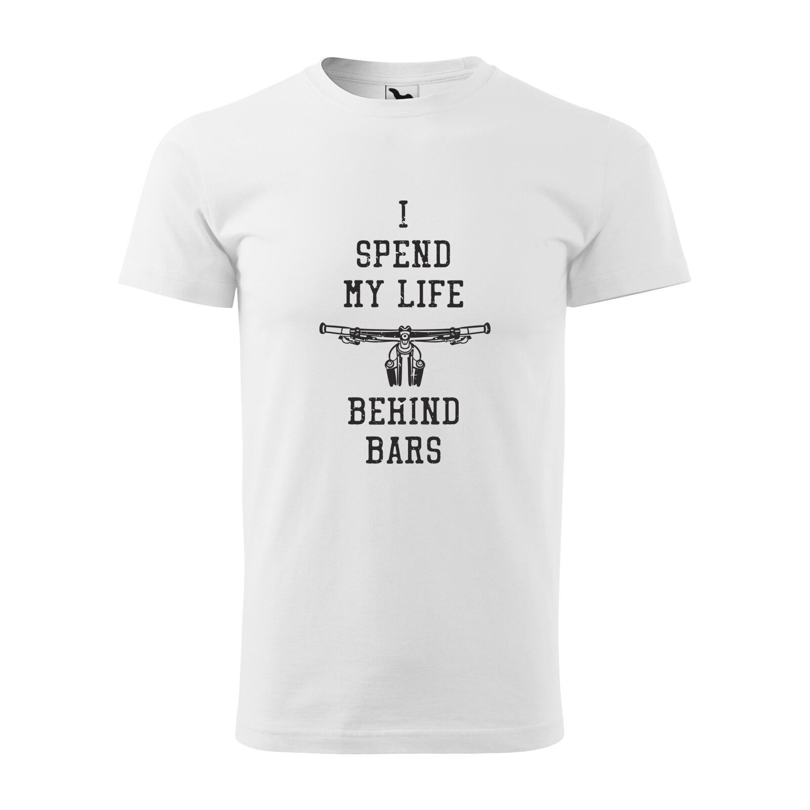 Tricou alb barbati, idee de cadou, pentru biciclisti, I Will Spend my Life Behind Bars, marime XL