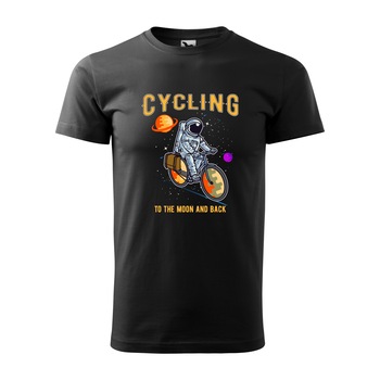 Tricou negru barbati, idee de cadou, pentru biciclisti, Cycling to the Moon and Back, marime S
