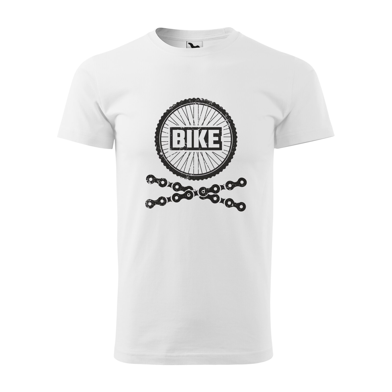 Tricou alb barbati, idee de cadou, pentru biciclisti, Bike Bones Wheels and Chains, marime M