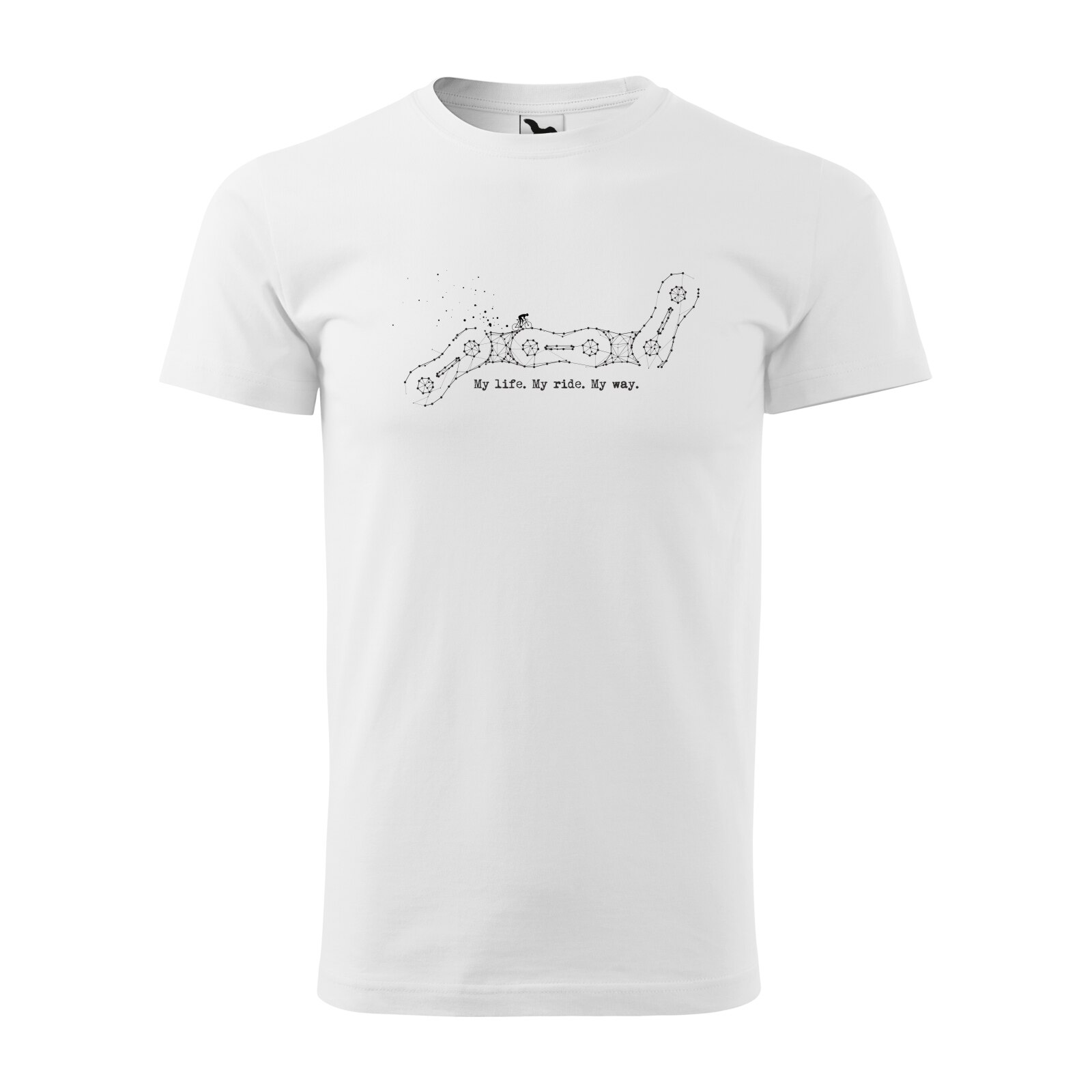 Tricou alb barbati, idee de cadou, pentru biciclisti, My Life My Ride My Own Way, marime 2XL