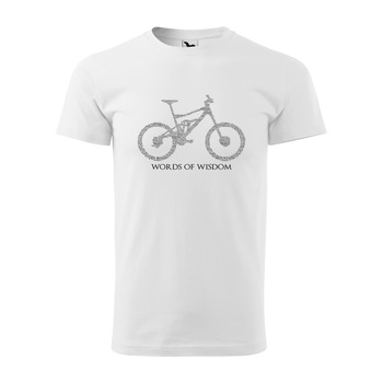 Tricou alb barbati, idee de cadou, pentru biciclisti, Cyclism Words of Wisdom, marime XL