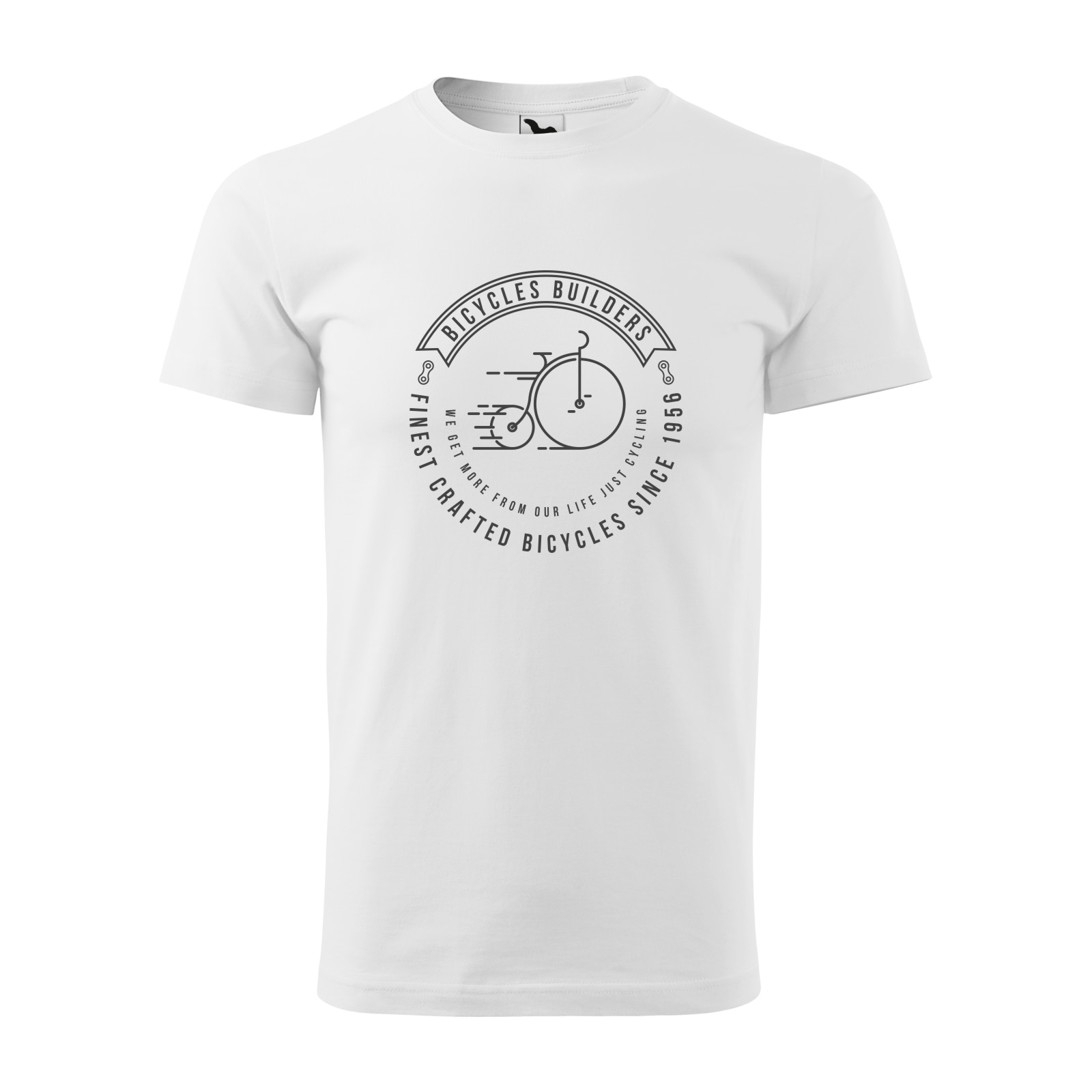Tricou alb barbati, idee de cadou, pentru biciclisti, Bike Builders, marime 2XL
