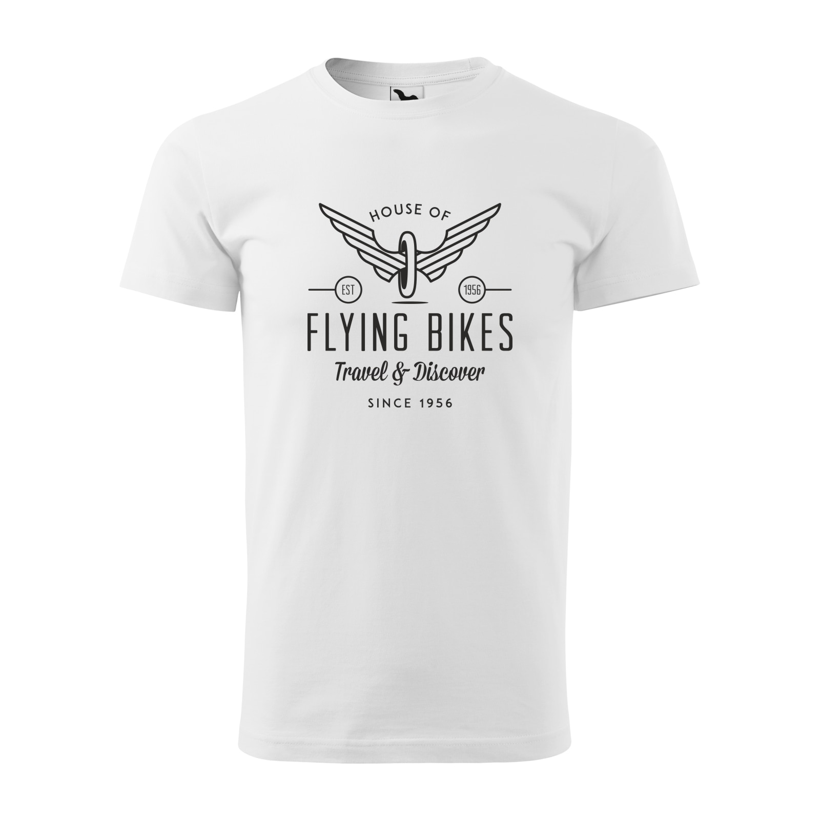 Tricou alb barbati, idee de cadou, pentru biciclisti, House of Flying Bikes, marime XL