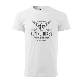 Tricou alb barbati, idee de cadou, pentru biciclisti, House of Flying Bikes, marime S
