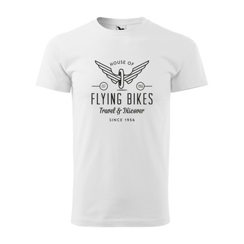 Tricou alb barbati, idee de cadou, pentru biciclisti, House of Flying Bikes, marime 2XL Tricou alb barbati, idee de cadou, pentru biciclisti, House of Flying Bikes, marime 2XL