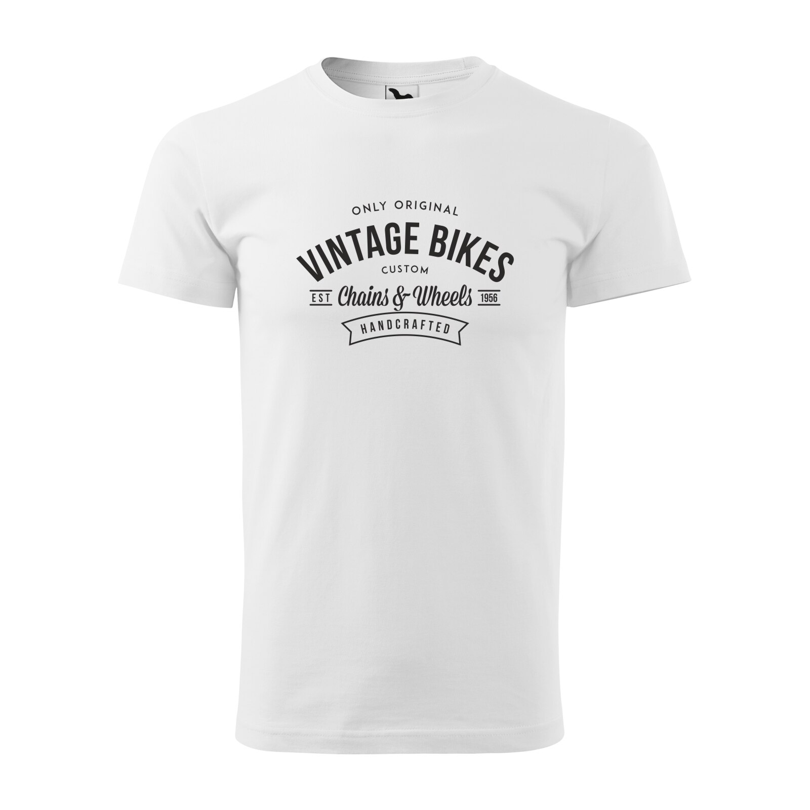 Tricou alb barbati, idee de cadou, pentru biciclisti, Vintage Bikes Chains and Wheels, marime M