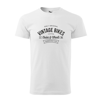 Tricou alb barbati, idee de cadou, pentru biciclisti, Vintage Bikes Chains and Wheels, marime 2XL Tricou alb barbati, idee de cadou, pentru biciclisti, Vintage Bikes Chains and Wheels, marime 2XL