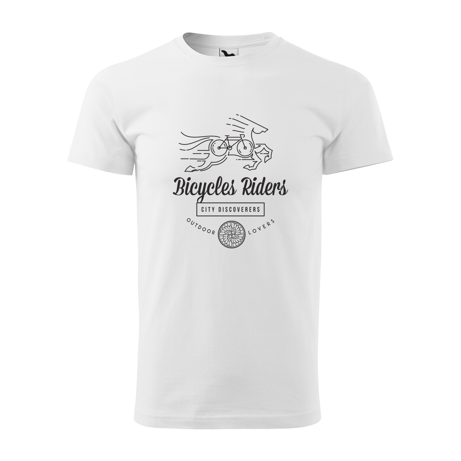 Tricou alb barbati, idee de cadou, pentru biciclisti, Bicycles Riders City Discoverers, marime XS