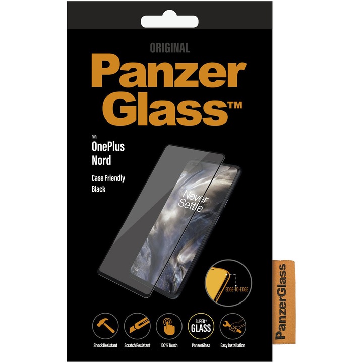Üveg PanzerGlass védőfólia OnePlus Nordhoz, átlátszó / fekete keret