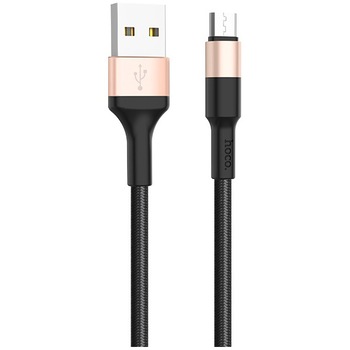 Cablu MicroUSB Hoco X26, 1M, Negru/Auriu Cablu MicroUSB Hoco X26, 1M, Negru/Auriu