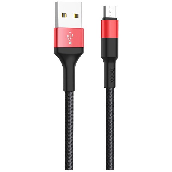 Cablu MicroUSB Hoco X26, 1M, Negru/Rosu