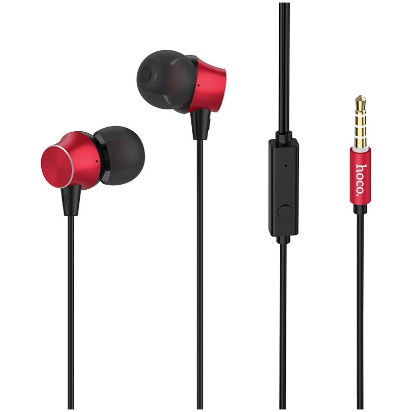 Casti cu Fir Hoco M51, microfon, Jack 3.5mm, Rosu