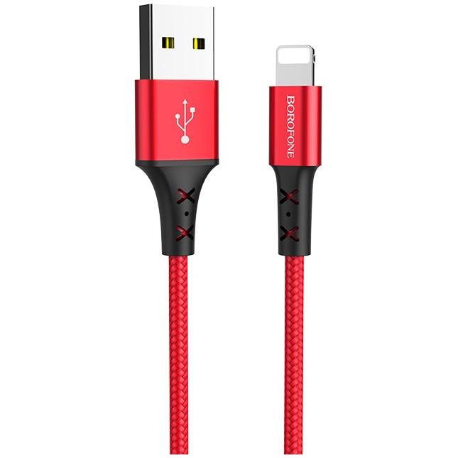 Cablu Lightning Borofone, nylon braid, BX20 Enjoy, 1m, 2A, Rosu