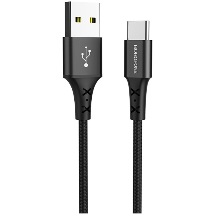 Кабел Type C Borofone, Nylon braid, BX20 Enjoy, 1 м, 2A, Black