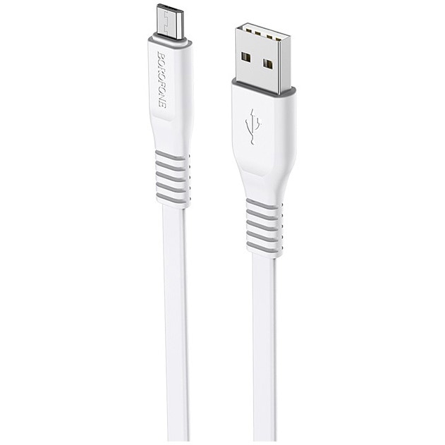 Cablu Date Micro Usb Borofone BX23 Wide Textil 1m , alb