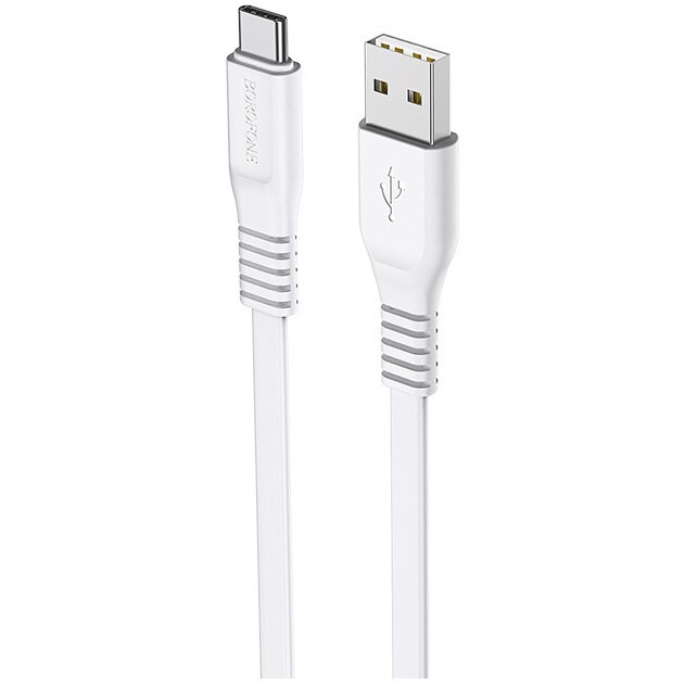 Cablu Date Type C Borofone BX23 Wide Textil 1m , alb